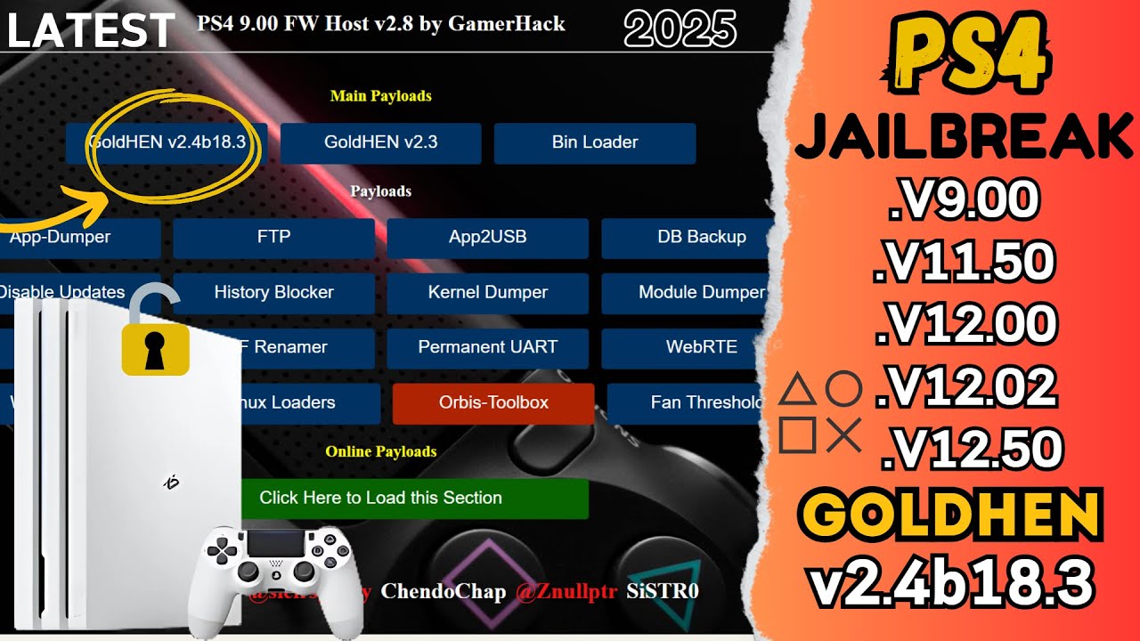 Ps4 Latest Jailbreak 9.00 to 12.50 GoldenHen V2.4b18.3