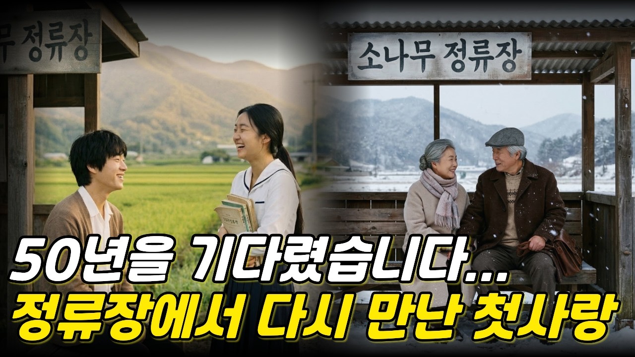 버스 정류장에서 50년 만에  다시 만난 첫사랑,