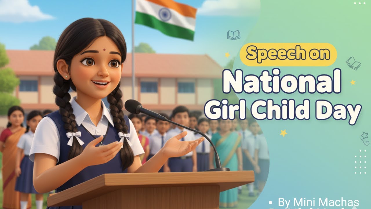 Speech on National Girl Child Day 👧🇮🇳 | Kids School Speech | Mini Machas