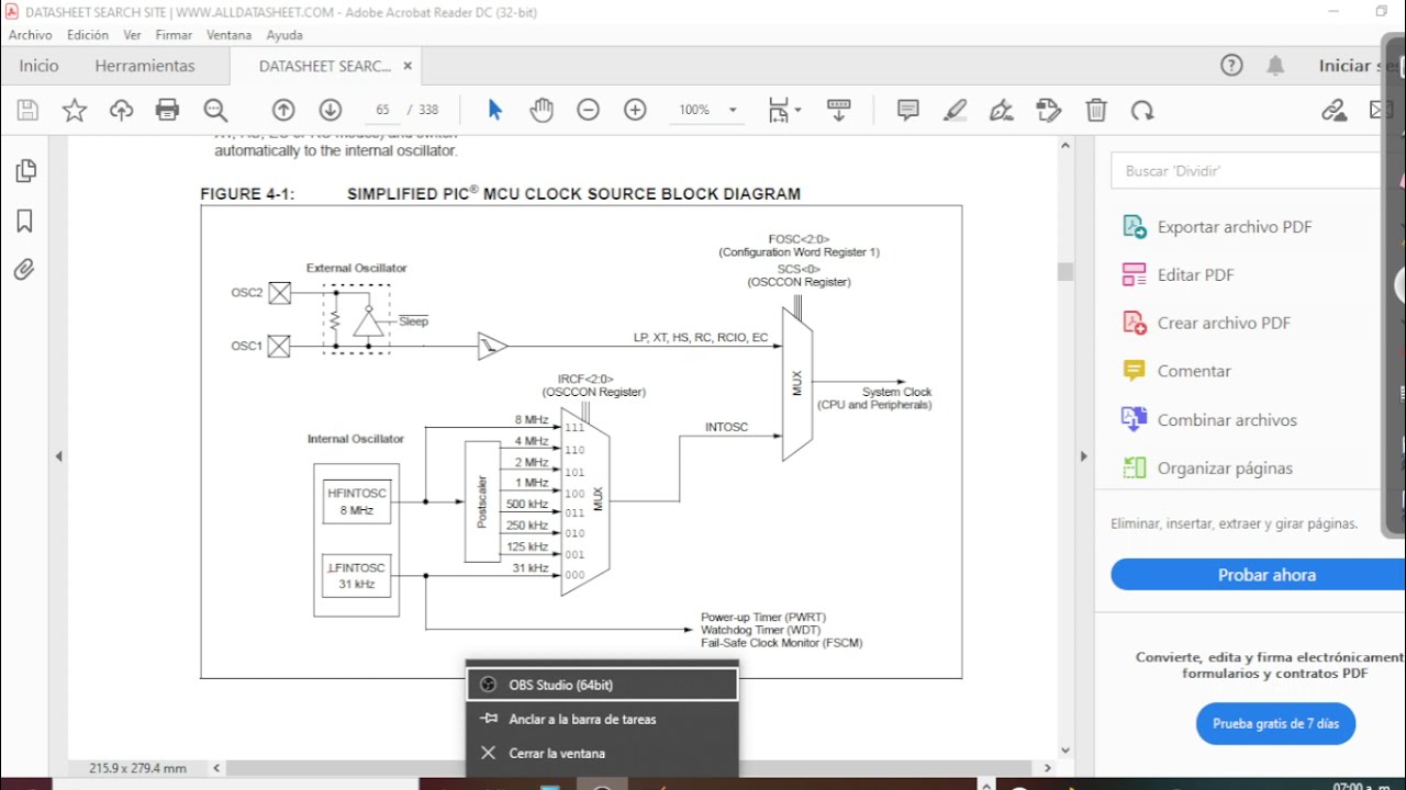 configurar el oscilador interno del PIC16F887 usando MPLAB