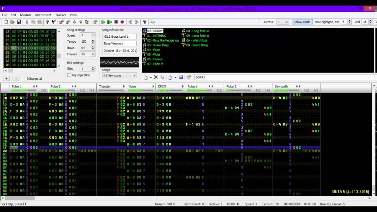 Kirby's Dream Land 3 - Grass Land 1 [FamiTracker, 8-bit, VRC6]