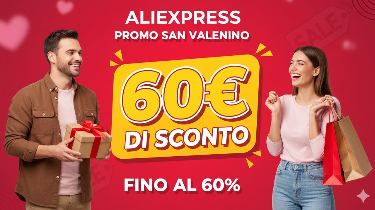 Codice Sconto AliExpress Febbraio 2026 | Promozione di San Valentino 60€ di sconto fino al 60%