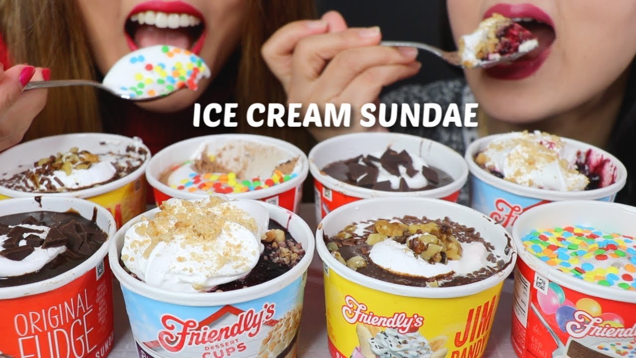 ASMR FRIENDLY'S ICE CREAM SUNDAE 아이스크림 리얼사운드 먹방 ケーキ केक | Kim&Liz ASMR