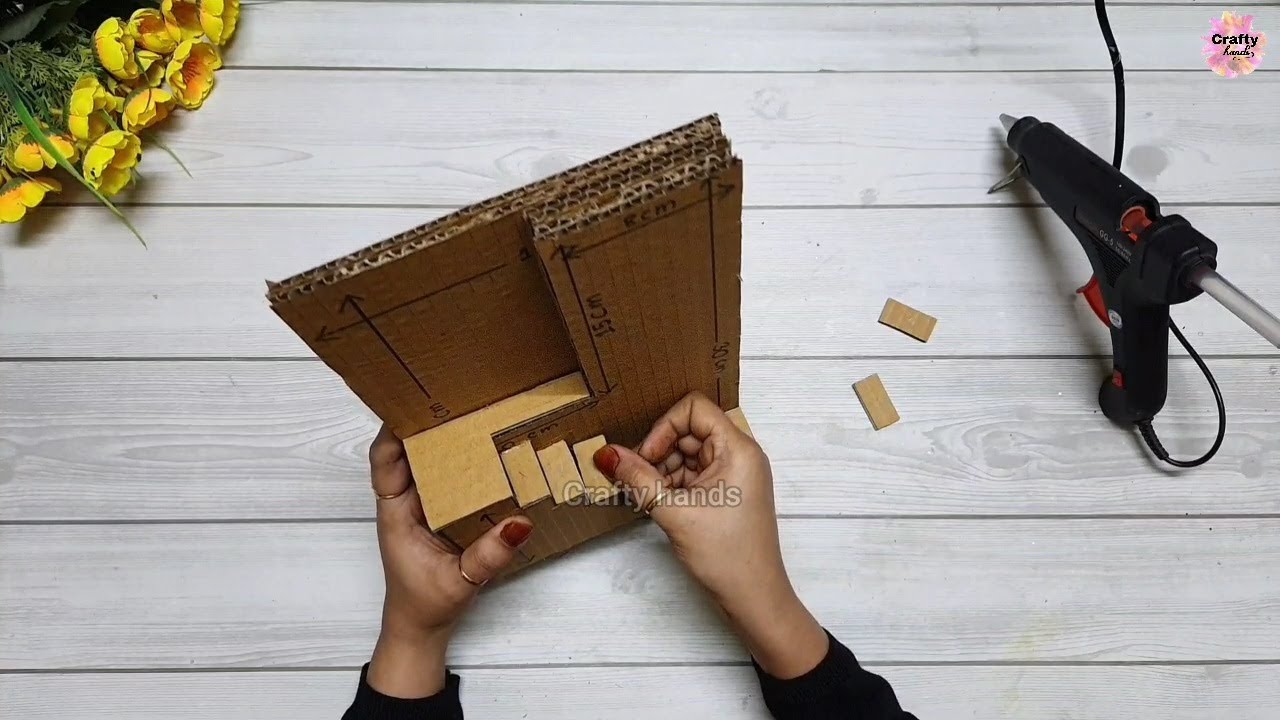 Creative idea of making key holder at home | home decor craft using waste cardboard | crafty hands