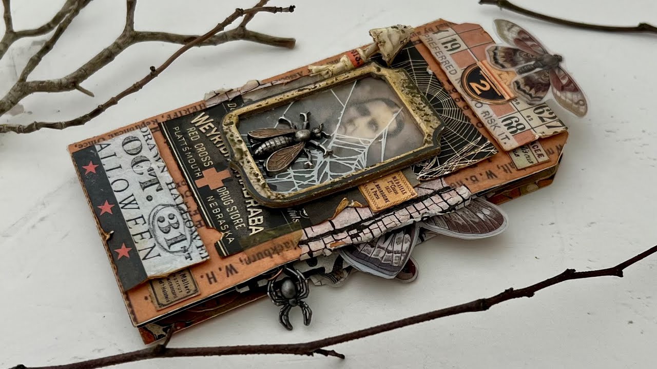 HALLOWEEN TAG BOOK - FLIP THROUGH + EASY NO SEW BOOK BINDING TUTORIAL 