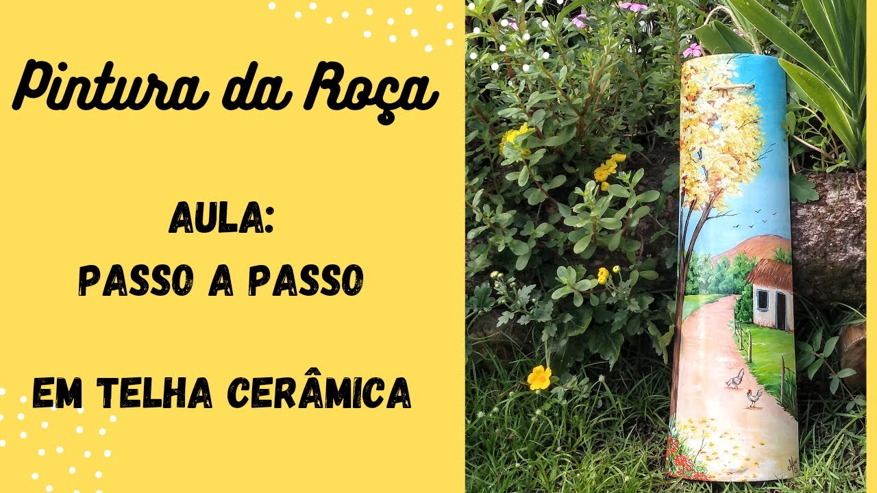 PINTURA DE PAISAGEM DA ROÇA_ artesanato com telha cerâmica.