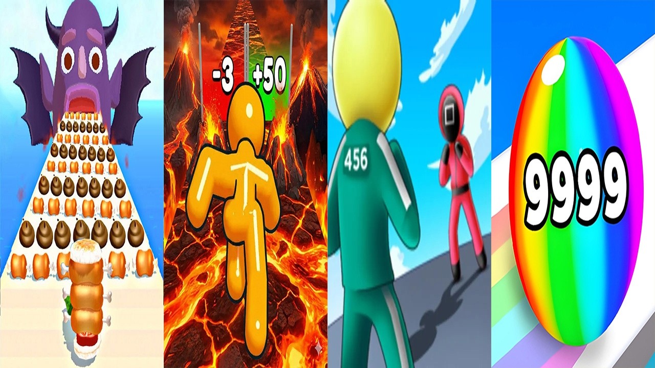 Sandwich Runner VS Tall Man Run VS Giant Rush VS Number Ball Blend Challenge - All Levels Gameplay 1