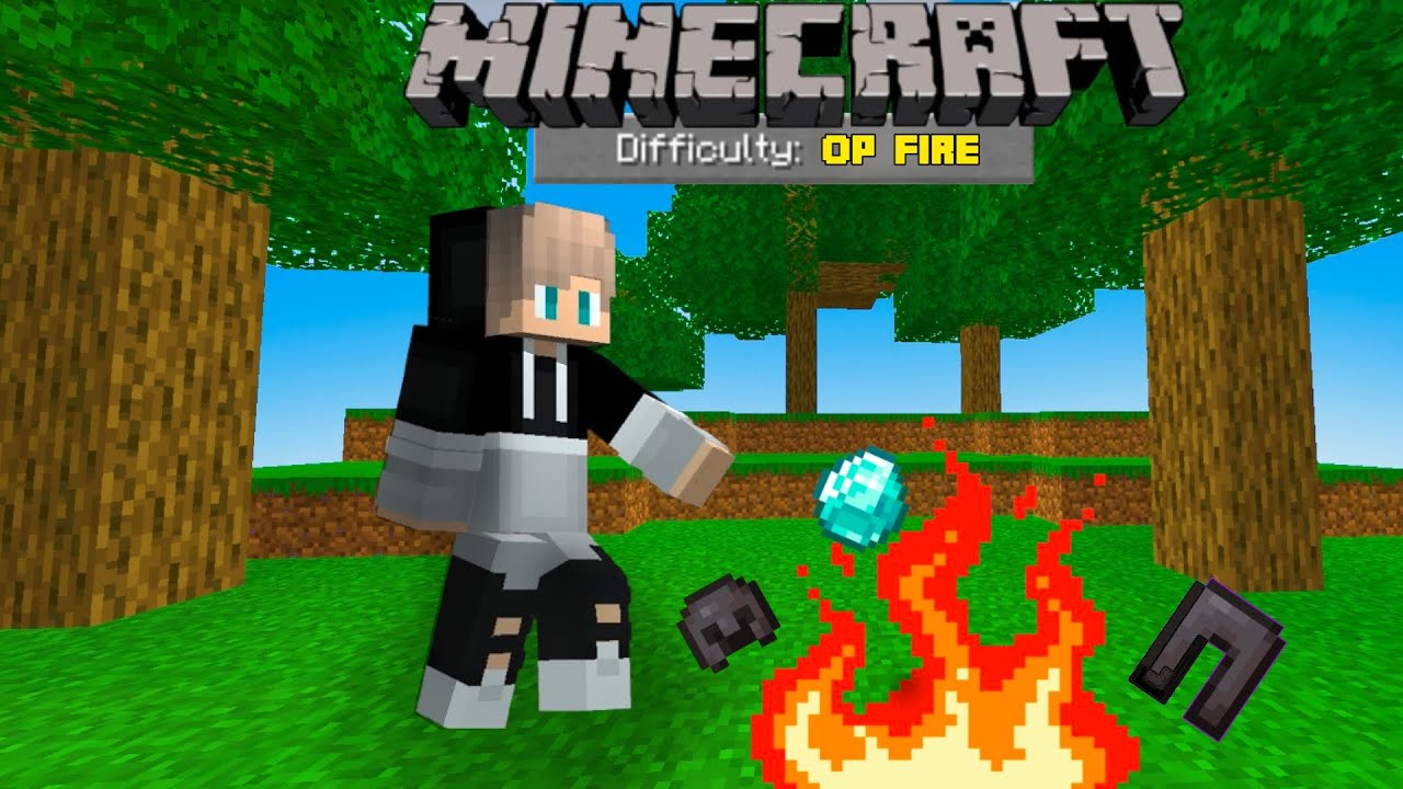 Minecraft but fire gives op items 🤯😎😄