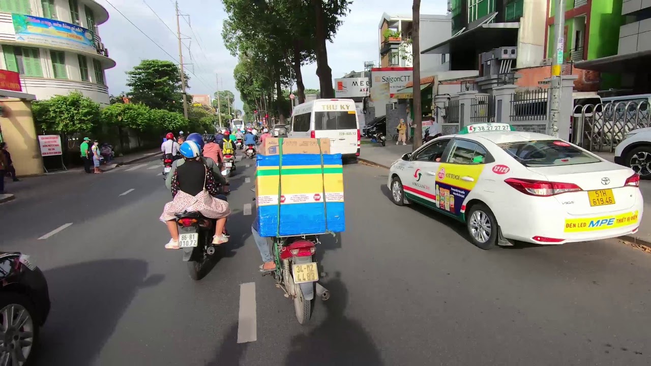 Driving in Saigon (HCMC) Vietnam. First person view