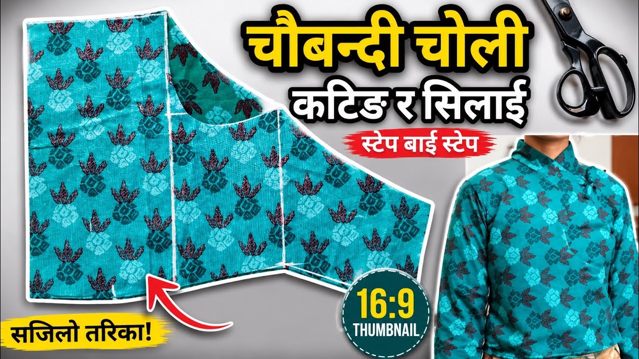 Chaubandi cholo cutting and stitching चौबन्दी चोली कटिङ्ग र सिलाई 