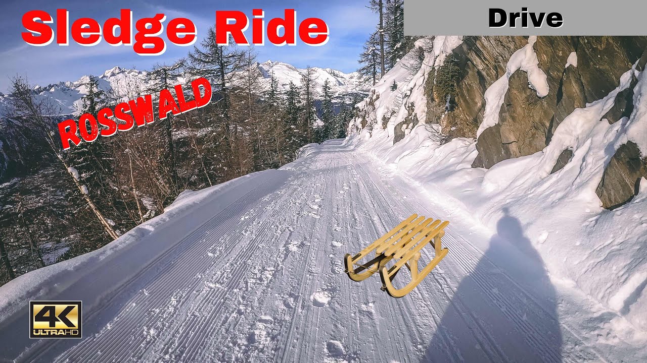 Sledge Ride in Winter in the Mountains of Switzerland | Rosswald to Termen by Sleigh | Toboggan Run