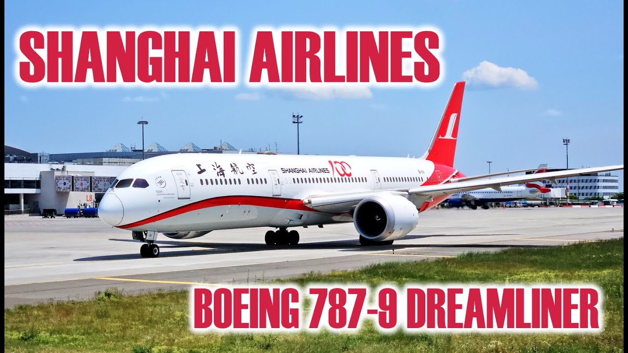 SHANGHAI AIRLINES - BOEING 787-9 Dreamliner taxiing and take-off from BUDAPEST AIRPORT