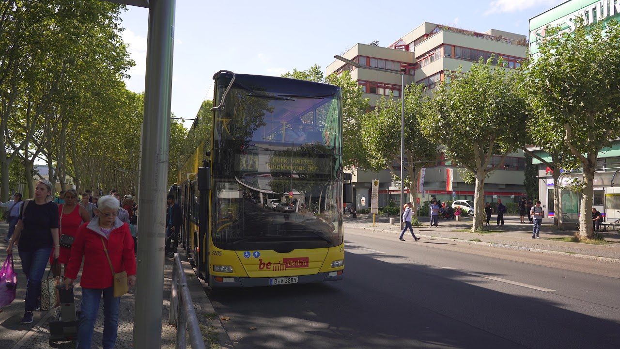 Germany, Berlin, M&auml;rkisches Zentrum bus stop