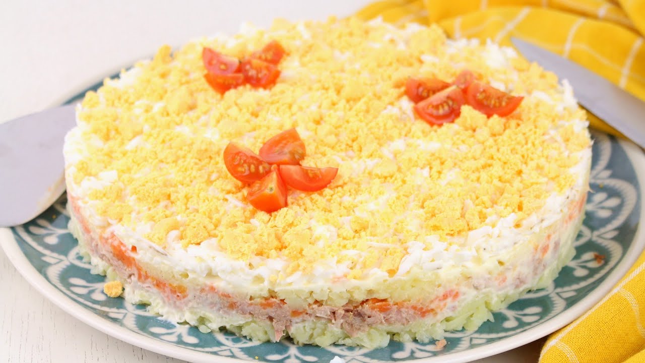 🥔🥚Tarta SALADA ideal para NAVIDAD o VERANO🥚🥔 | Ensalada mimosa