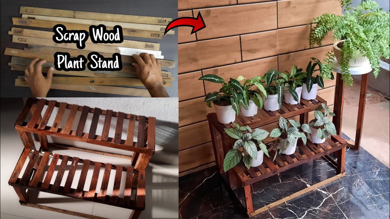 Wooden plant stand makeover with scrap wood | how to make wooden pot stand | scrap wood ideas | DIY