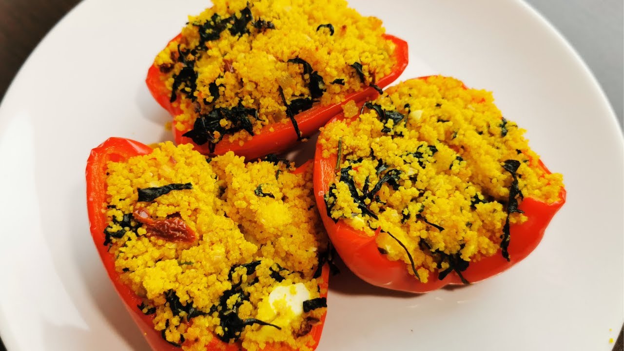 фаршированные вегетарианские перцы с кускусом, шпинатом и фетой ❗ Вам понравится этот рецепт ❗