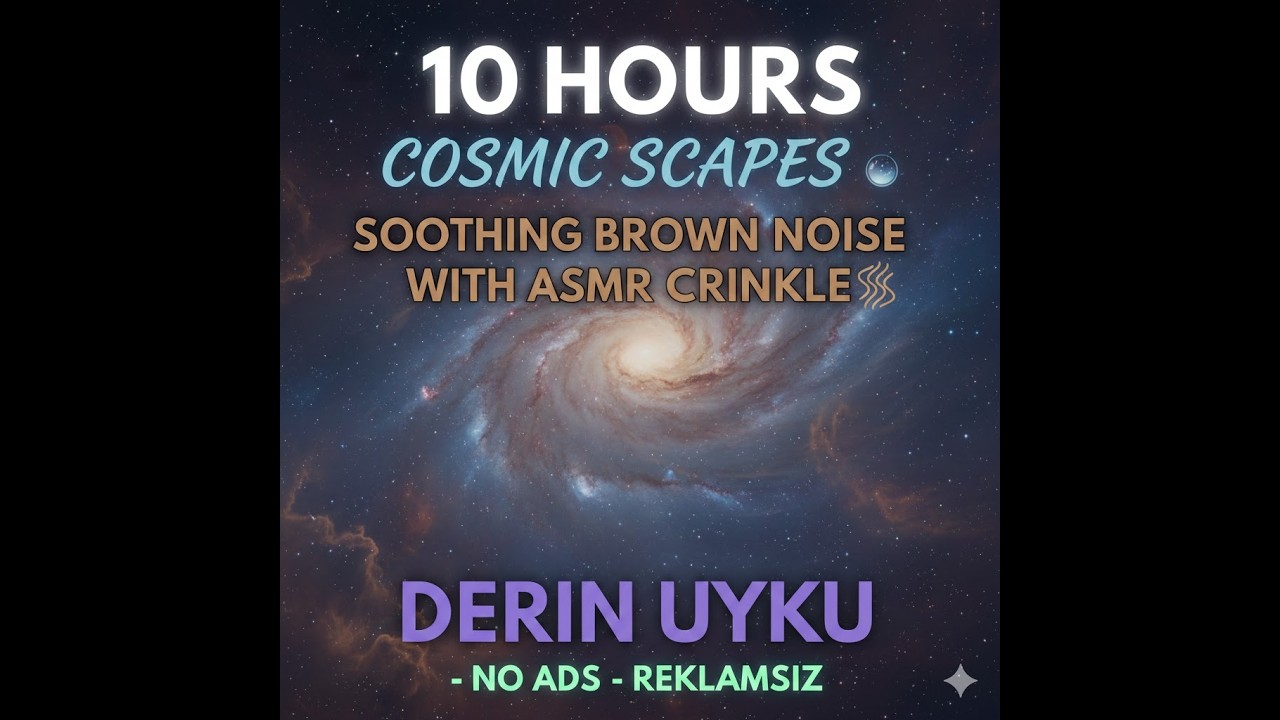 10 Hours | Cosmic Scapes 🌌 Soothing Brown Noise with ASMR Crinkle | Derin Uyku -  NO ADS - REKLAMSIZ