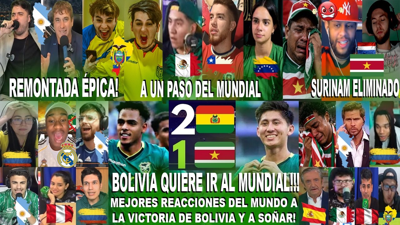 MEJORES REACCIONES DEL MUNDO AL BOLIVIA 2-1 SURINAM CON GOLES DE PANIGUA Y TERCEROS - AL MUNDIAL ?