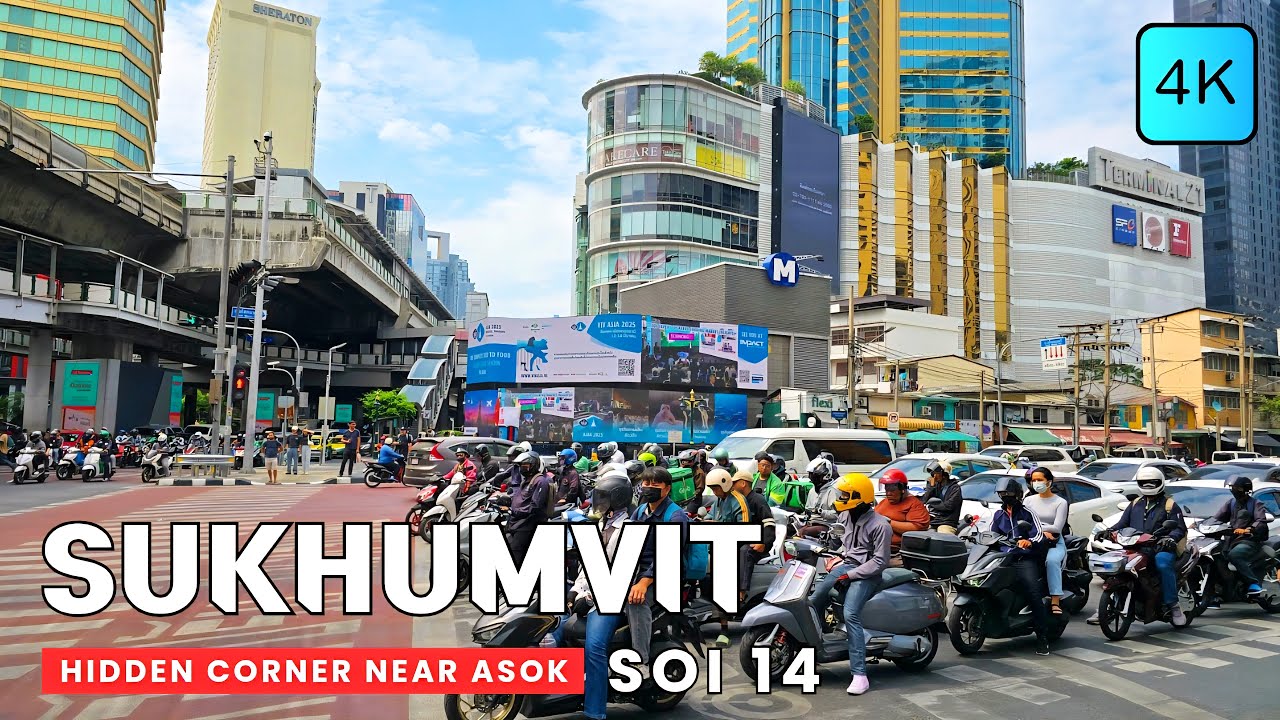[4K] Asok BTS Station to Sukhumvit Soi 14 in Bangkok 🇹🇭 ASMR 🎧 Walking Tour