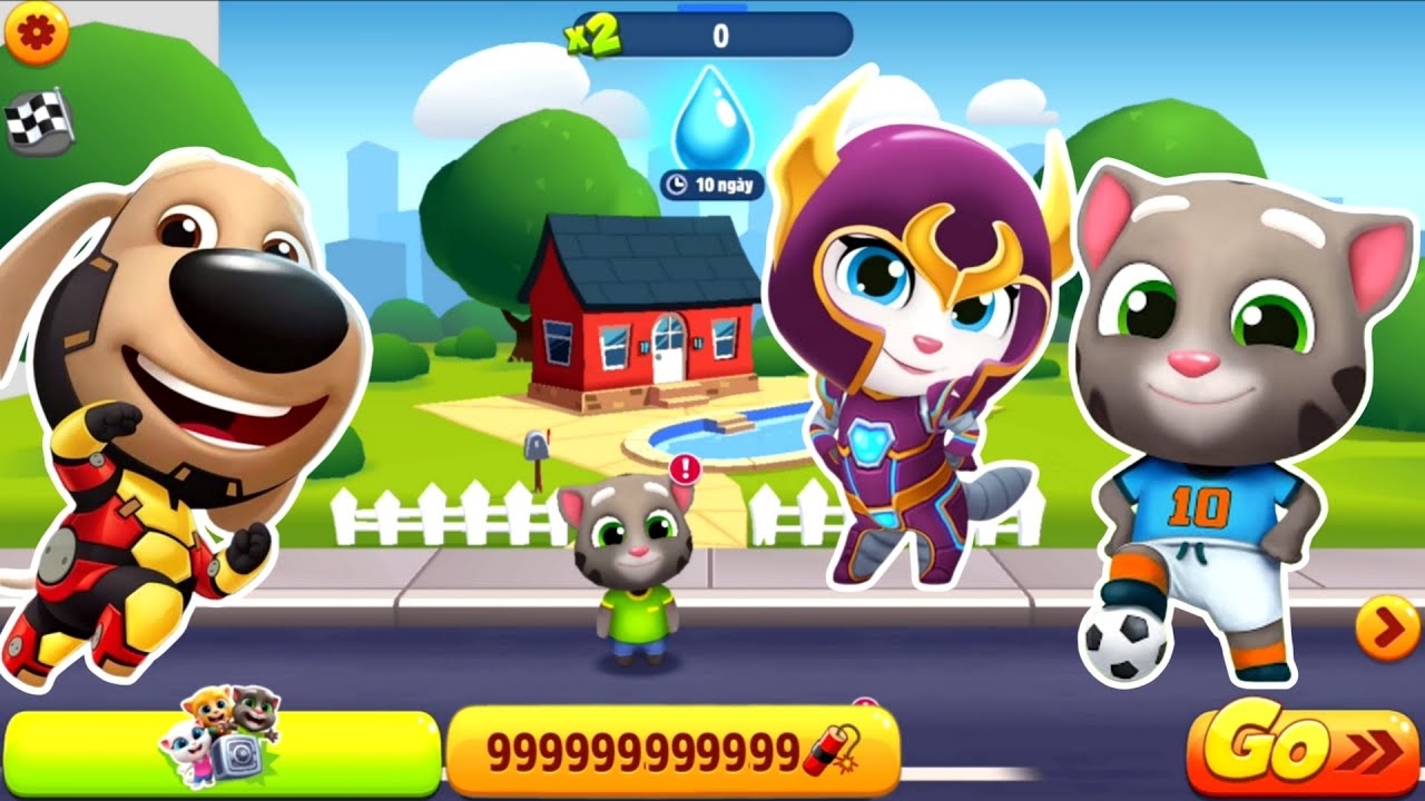 Talking Tom Gold Run Gameplay - iron Ben vs Cyber Angela vs Football Tom - fullscreen