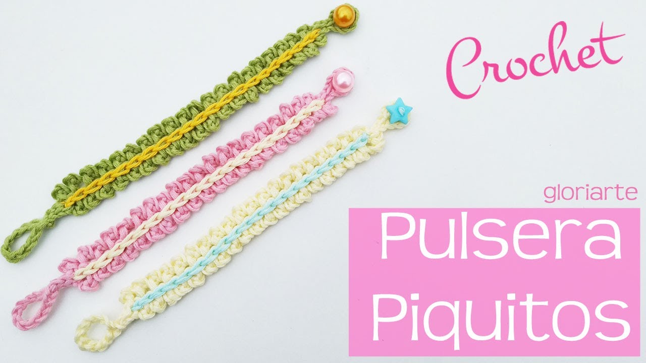 PULSERA de GANCHILLO PIQUITOS SÚPER FÁCIL. CROCHET BRACELET EASY.