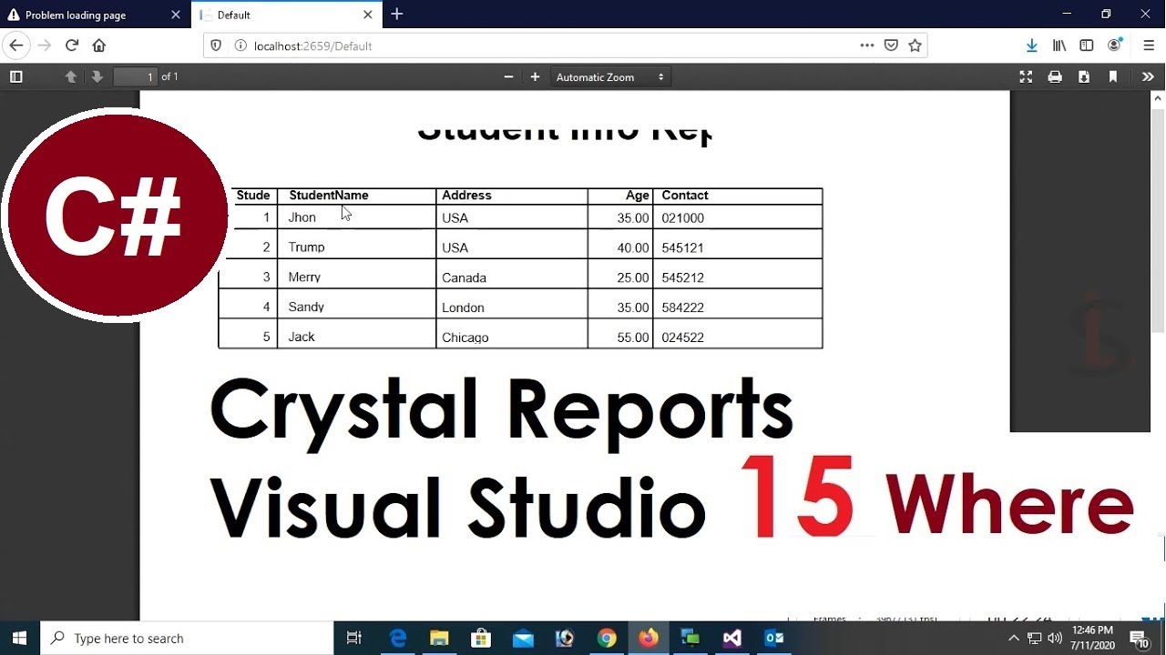 How to Create Crystal Reports in Visual Studio 2015 in Asp.net c# with SQL | swift learn