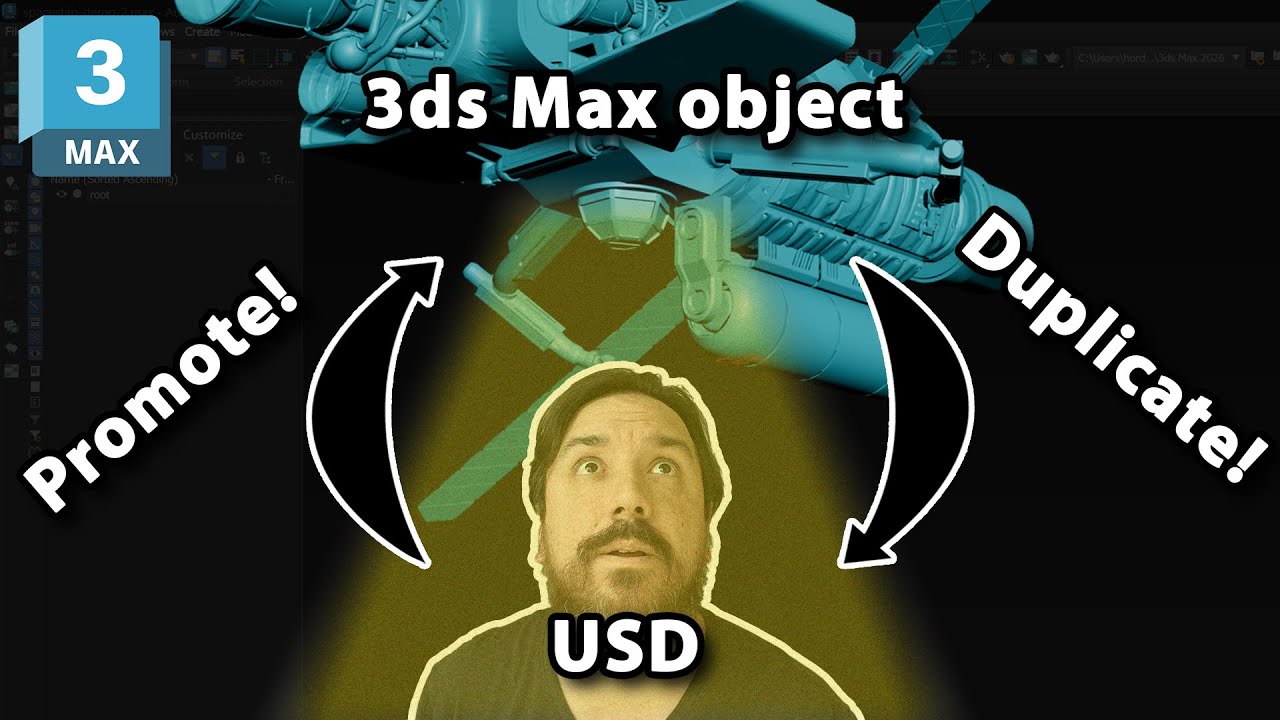 Promote, edit, duplicate USD objects in 3ds Max (2026.2)