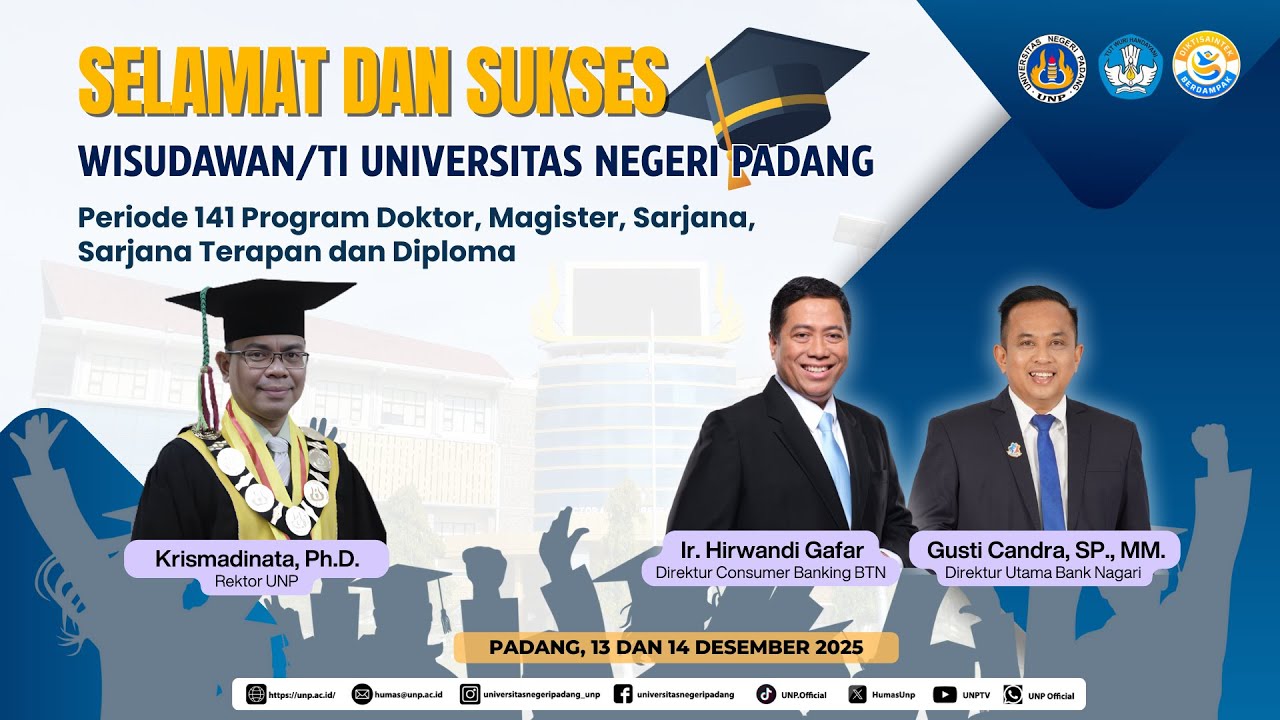 Wisuda Universitas Negeri Padang Periode 141 Tahun 2025 Hari Pertama