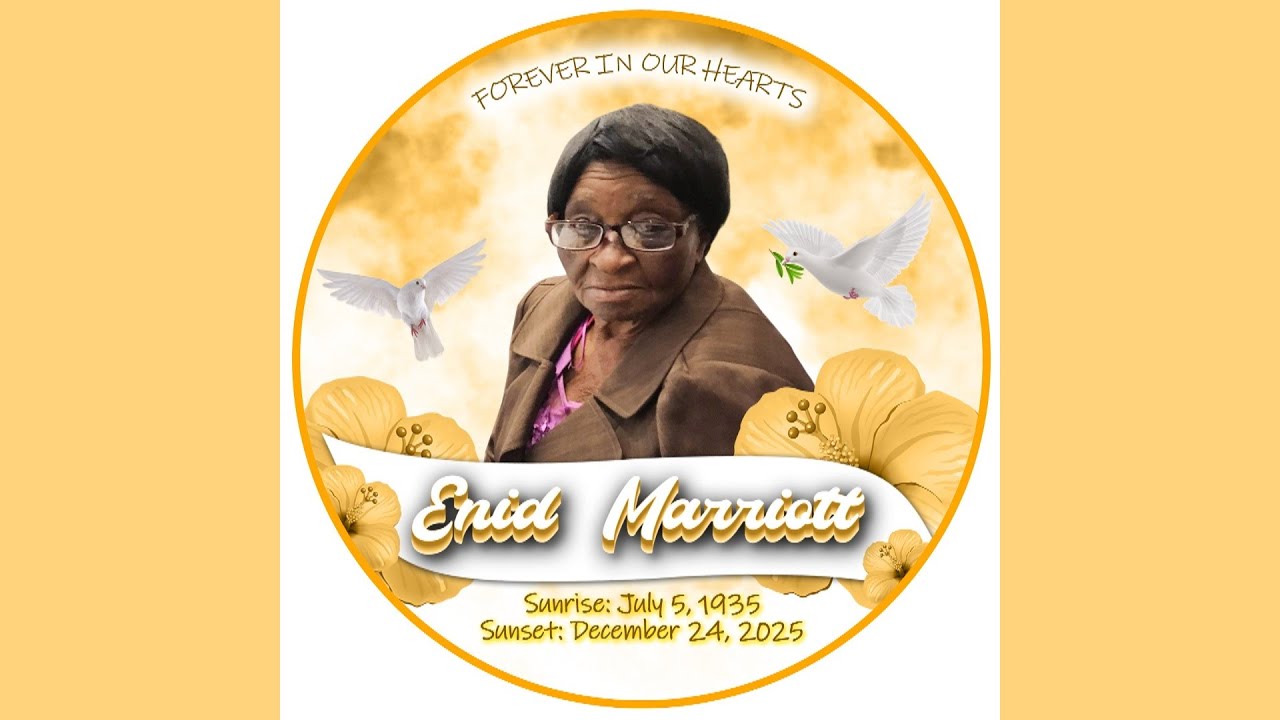 Enid Marriott, Jan.31,2026 @ 10:00AM. Gregory Park Church of God of Prophecy. Interment @ Meadowrest