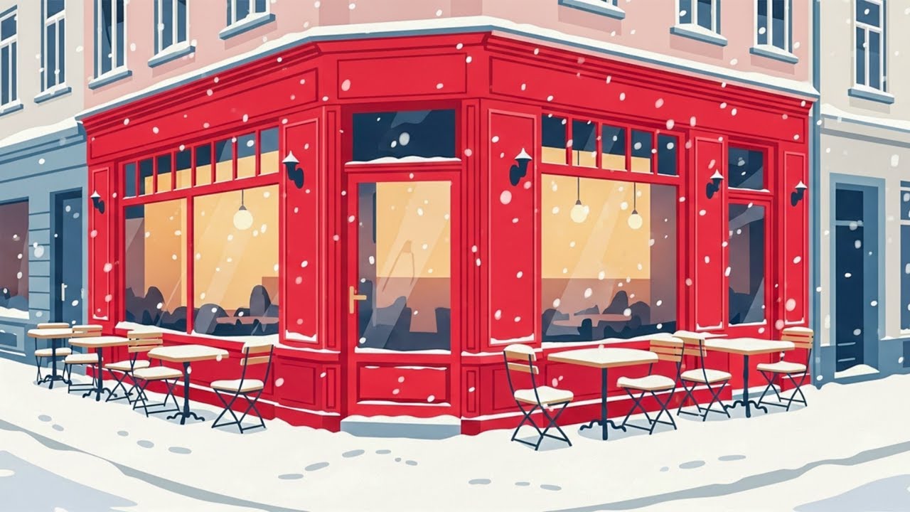 Winter Lofi Music ❄️ Cozy Winter Café on a Snowy Corner | Chill & Focus