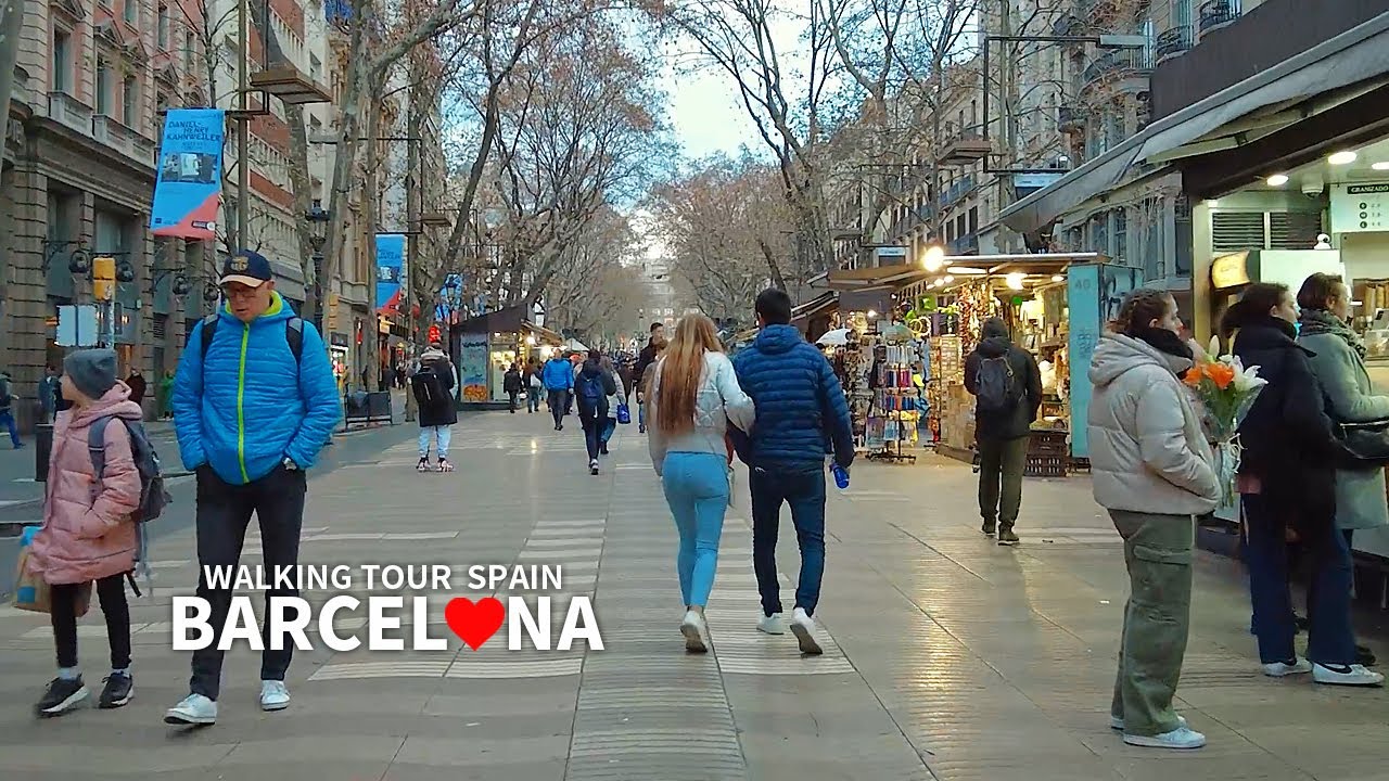 [Full Version] BARCELONA, SPAIN - Winter Walk, El Born, Gothic Quarter, Rambla & Boqueria Market, 4K