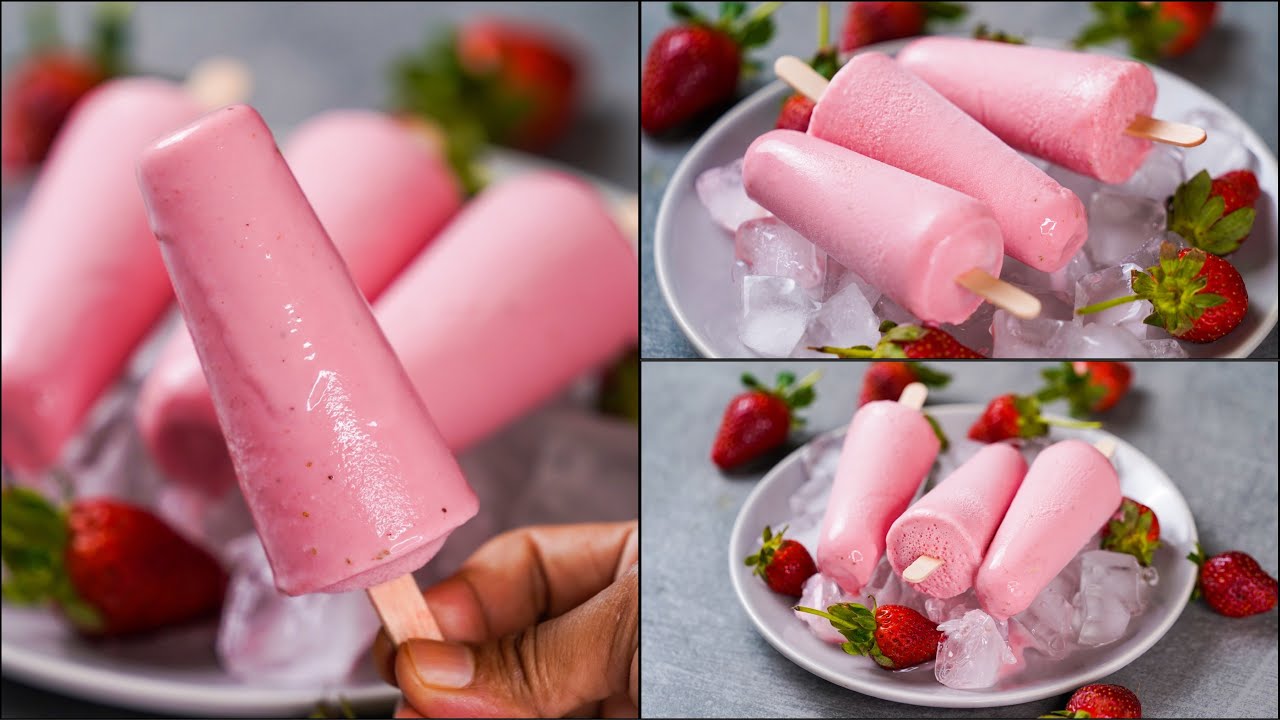 STRAWBERRY KULFI ICE CREAM | 3 INGREDIENTS STRAWBERRY KULFI ICE CREAM | NO CREAM, NO CONDENSED