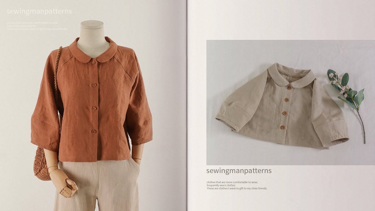 mb176 둥근 소매의 레글런 블라우스 만들기 소잉 패턴 재봉 Raglan blouse sewing pattern with balloon sleeves