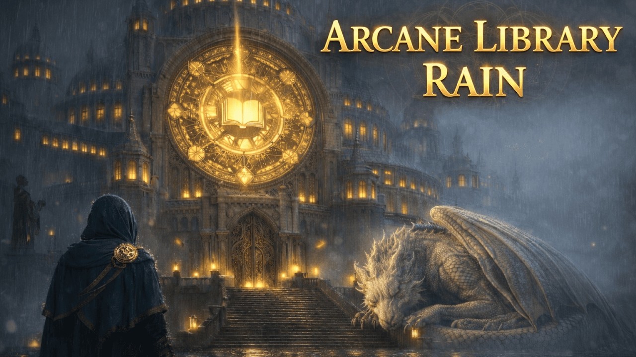 Arcane Library Rain 🌧️📚 1 Hour Fantasy Ambient for Study & Relax | No Vocals