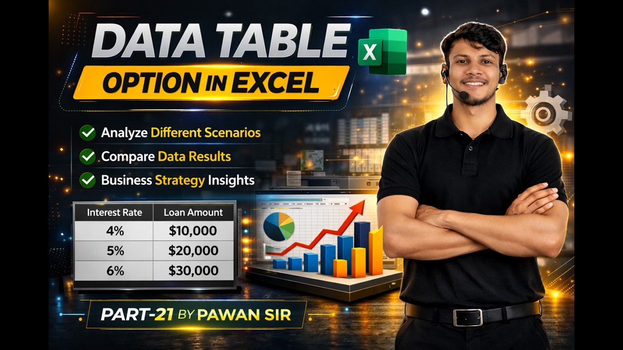 Excel में Data Table का पूरा उपयोग | What If Analysis Data Table | Part 21 | By Pawan Sir #exceldata