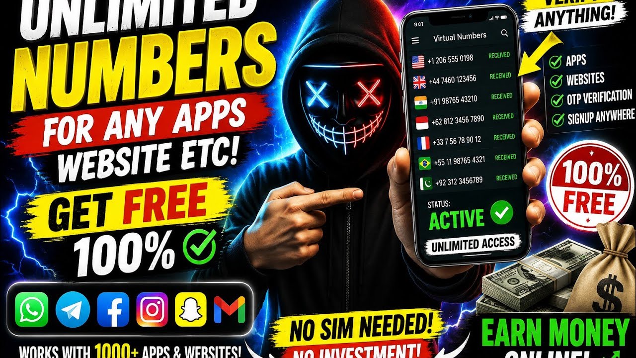 Get Unlimited FREE Virtual Numbers for Any App & Website!