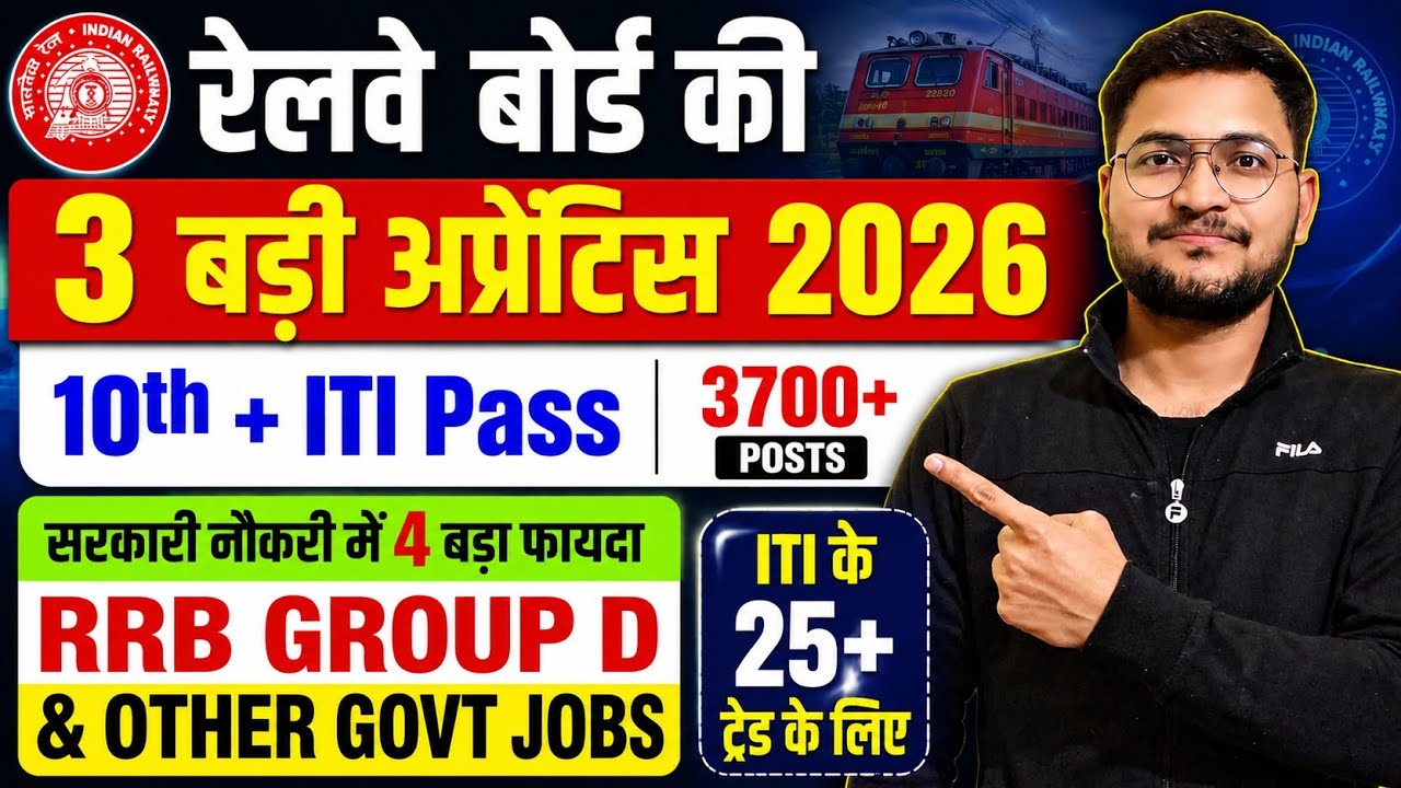 Railway की 3 बड़ी Apprentice भर्ती 2026 | SECR Raipur, Bilaspur & Nagpur | Railway Apprentice 2026