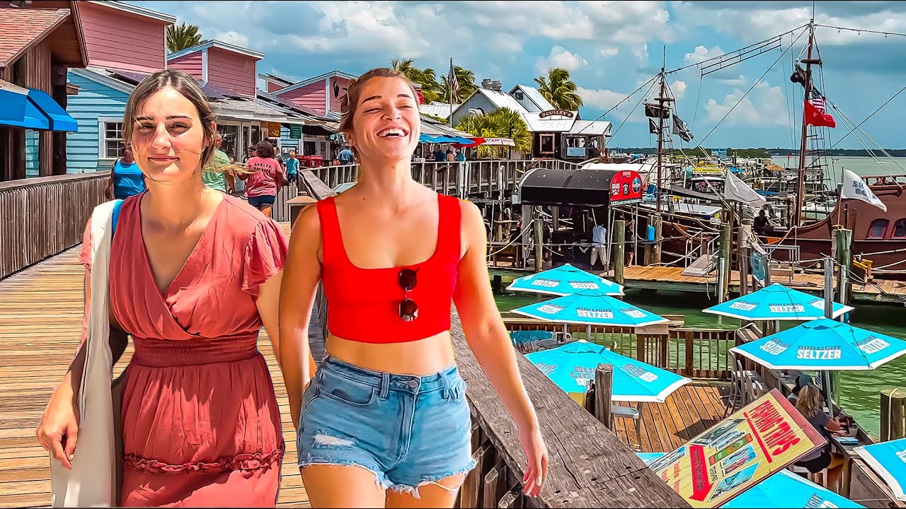 Madeira Beach Florida. John's Pass Village Boardwalk 4K HDR Walking Tour