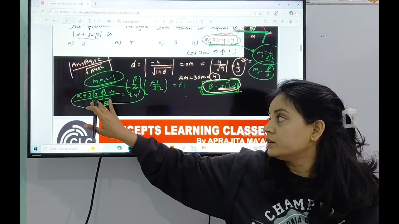JEE 2026 session 1 discussion Mathematics topic wise Straight line 