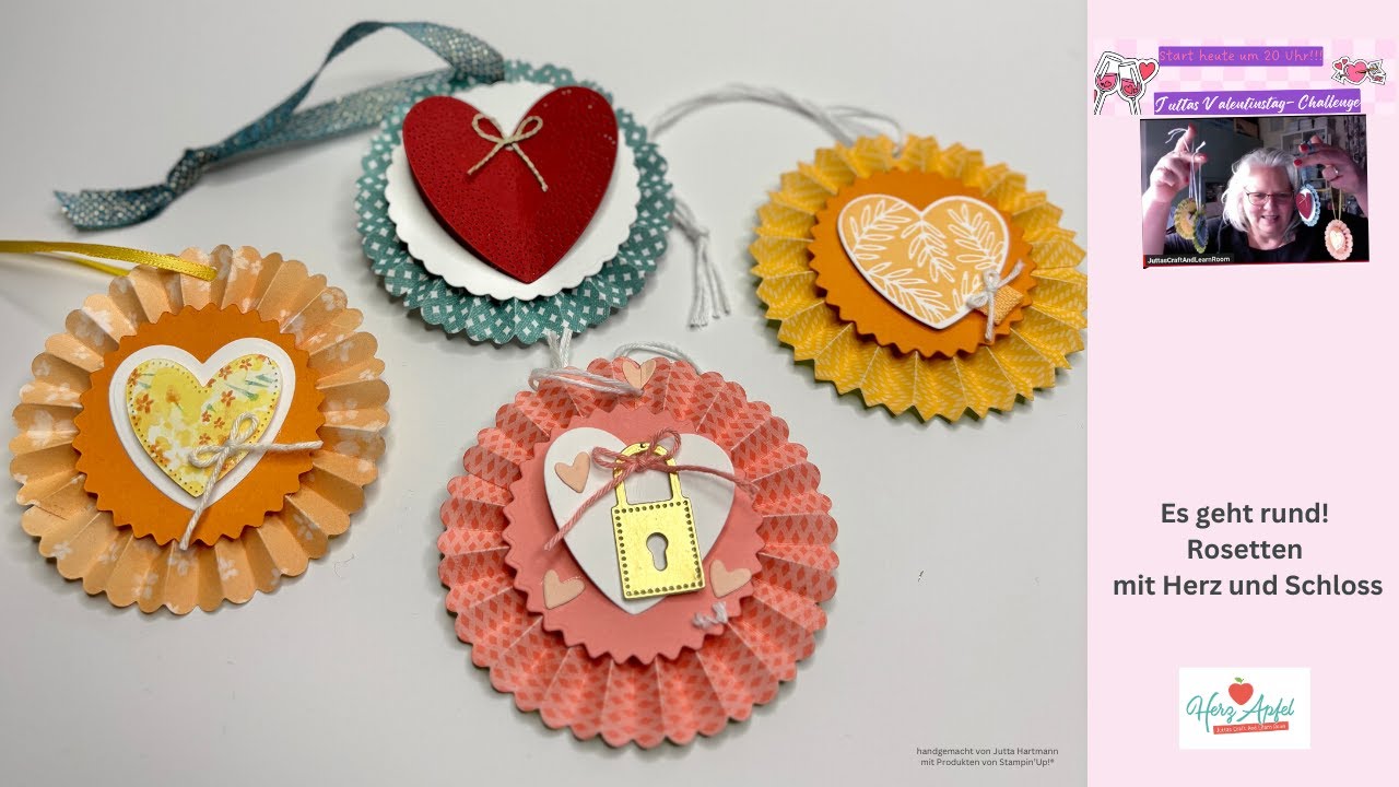 Stampin’Up! Es geht rund! Rosetten mit Herz Juttas Valentinstag Challenge Heute
