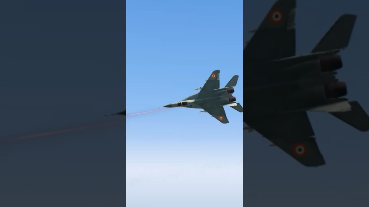 Mig-29 fulcrum fly over ocean at full speed