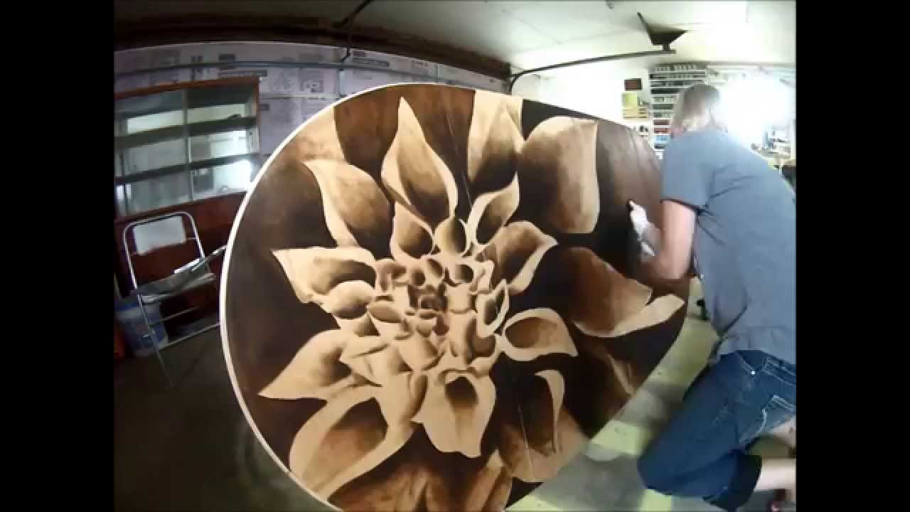 Wood Stain Artwork on Dining Table Top (Dahlia)
