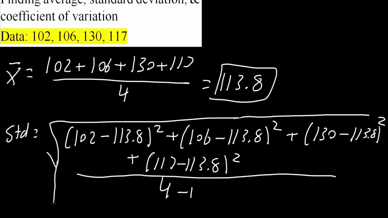 Finding average, standard deviation, & coefficient of variation