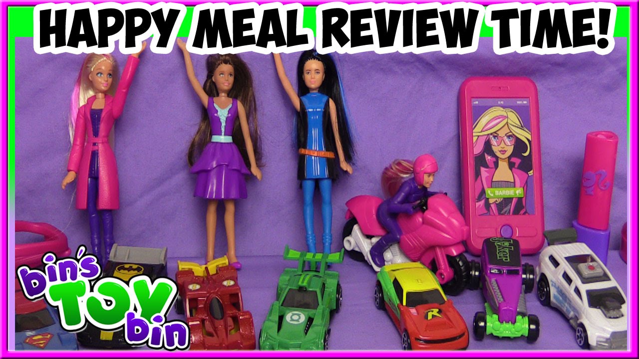 Barbie & DC Hot Wheels (2016) FULL SET Happy Meal Review + SHOUT OUTS! | Bin's Toy Bin