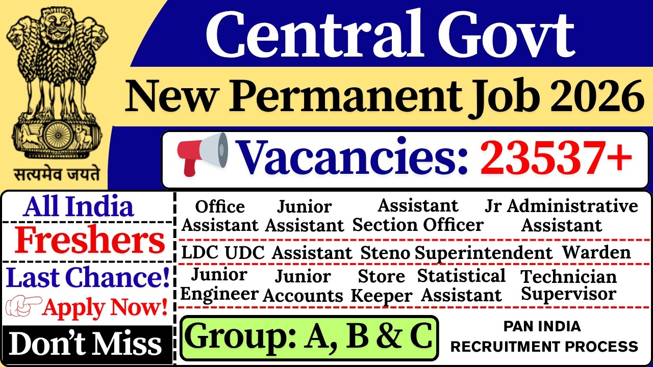 All India ✅ Freshers Don't Miss ! | Central Govt Group: A, B & C Posts | 10th/12th/Graduate Pass