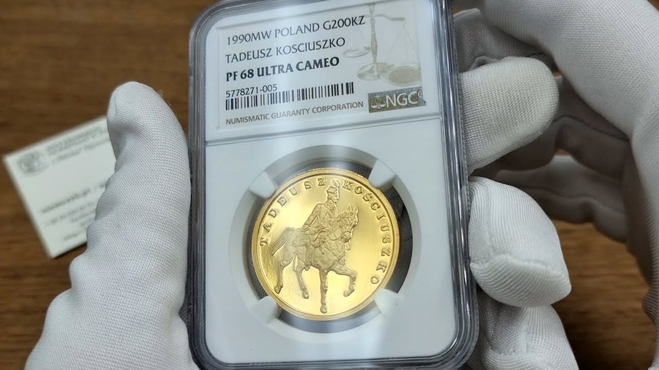 TRYPTYK złoto 200.000 złotych 1990 Tadeusz Kościuszko NGC PF68 ULTRA CAMEO (2 max) - tylko 13 sztuk!