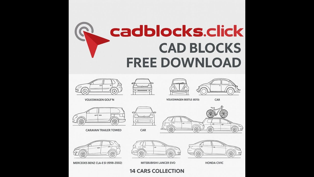 ICONIC CARS + Caravan Trailer &ndash; FREE CAD Blocks for AutoCAD (DWG Download)