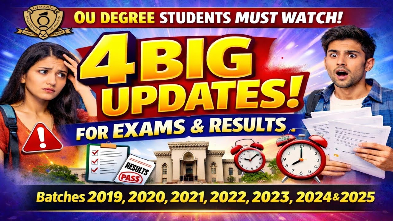 OU Degree Latest Update 🔥 1st Sem Results | 3rd,5th Revaluation | 4th,6th & Backlog Exams Dates 2026