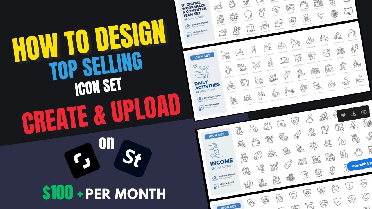 Make Money with AI Icon Design on Adobe Stock | Full Graphic Design Tutorial #graphicdesign