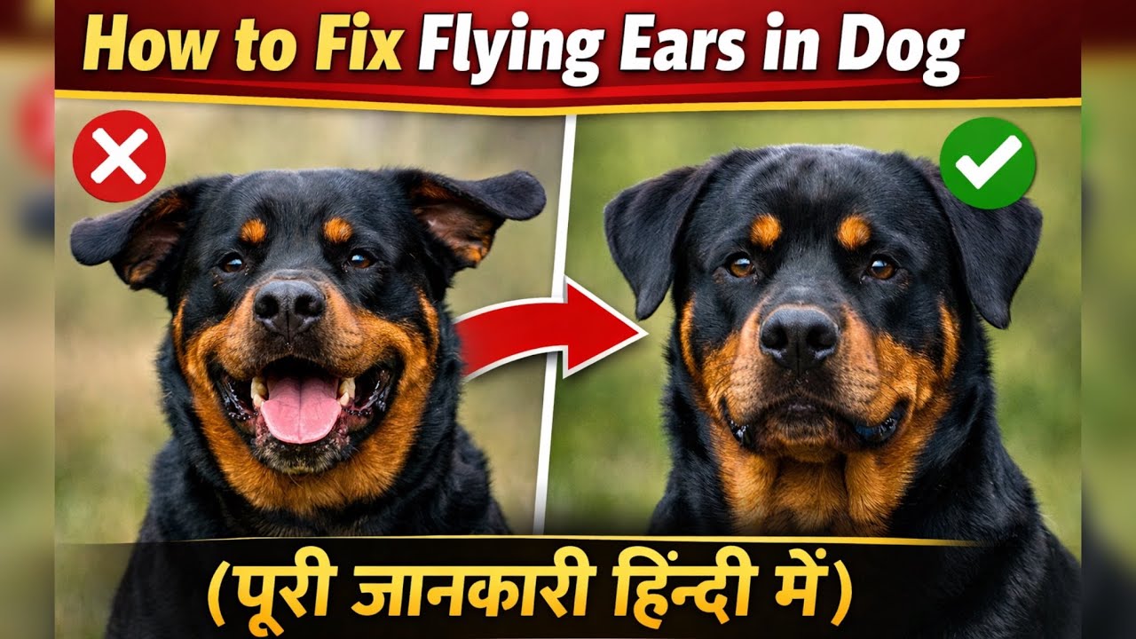 How to fix flying ears in dogs || Dogs में उठे या मुड़े हुए कानो को कैसे ठीक करे